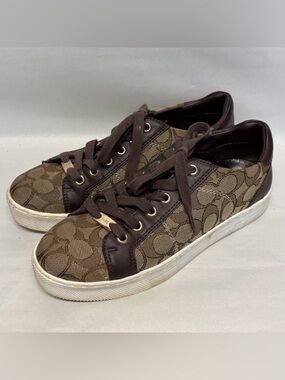 COACH Paddy Monogram Sneakers 7.5 Women’s USED - Good Condition in Brown #5766